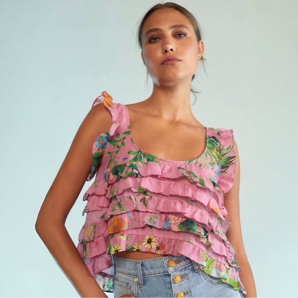 Cynthia Rowley Nola Ruffle Tank Blouse - Picture 1 of 17